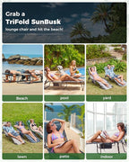 KingCamp Tanning Chair with Face Hole, Lounge Chairs Outdoor Folding Comfy Adjustable 5-Position Lay Flat Foldable Chaise Chaser Lounger for Outside Beach Patio Sun Bathing Pool, Green/White