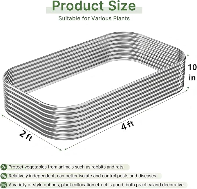 3 PCS 4x2ft Galvanized Raised Garden Bed Outdoor, Metal Garden Bed for Vegetables, Above Ground Garden Box for Flower, Steel Raised Beds for Gardening
