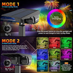 Color Solar Light Outdoor Waterproof Spotlights with 9 Light Modes, Color Changing Solar Outdoor Light for Halloween Decorations, Colored Spot Lights Auto On,Off, RGBW