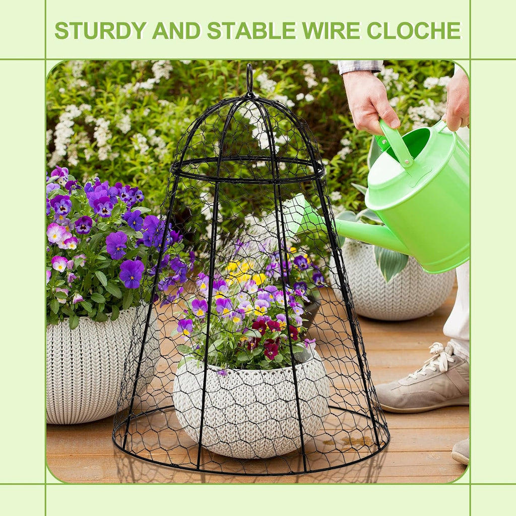 garden chicken wire cloche, 12" w x 15.7" on a desk or shelf