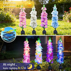 Solar Garden Lights, Solar Delphinium Flowers Lights 4 Pack 80 LEDs, Waterproof Outdoor Light Two Lighting Modes for Outside Wedding Party Garden Yard Patio Lawn Decor