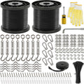400 Ft String Light Hanging Kit, Coated Stainless Steel 304 Wire Rope | String Light Kit Included Enough Accessories, Guide Wire for Outdoor String Lights, Patio Lights, Camping Lights