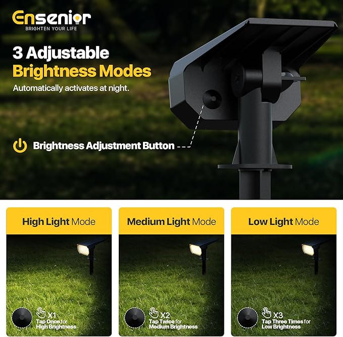Ensenior Solar Spotlights Outdoor, 56 LEDs Brightness Adjustable 3000K LED Solar Garden Lights, Halloween Christmas Landscape Lighting for Flag/Yard/Pathway, IP65 Waterproof - 6 Pack
