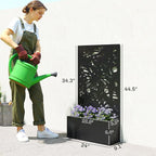 Outsunny Metal Raised Garden Bed with Trellis for Climbing Plants, Freestanding or Wall Mounted Flower Bed with Privacy Panel, Butterfly Cut-Out Outdoor Planter Box for Garden, Patio, Balcony