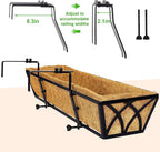 30 Inch Window Deck with Coco Liner, Fence Metal Hanging Flower Planter Window Basket Deck Railing Planter Boxes for Outdoor Garden Lawn，30" Window Boxes Horse Trough with Coconut Coir Liner, 4pcs