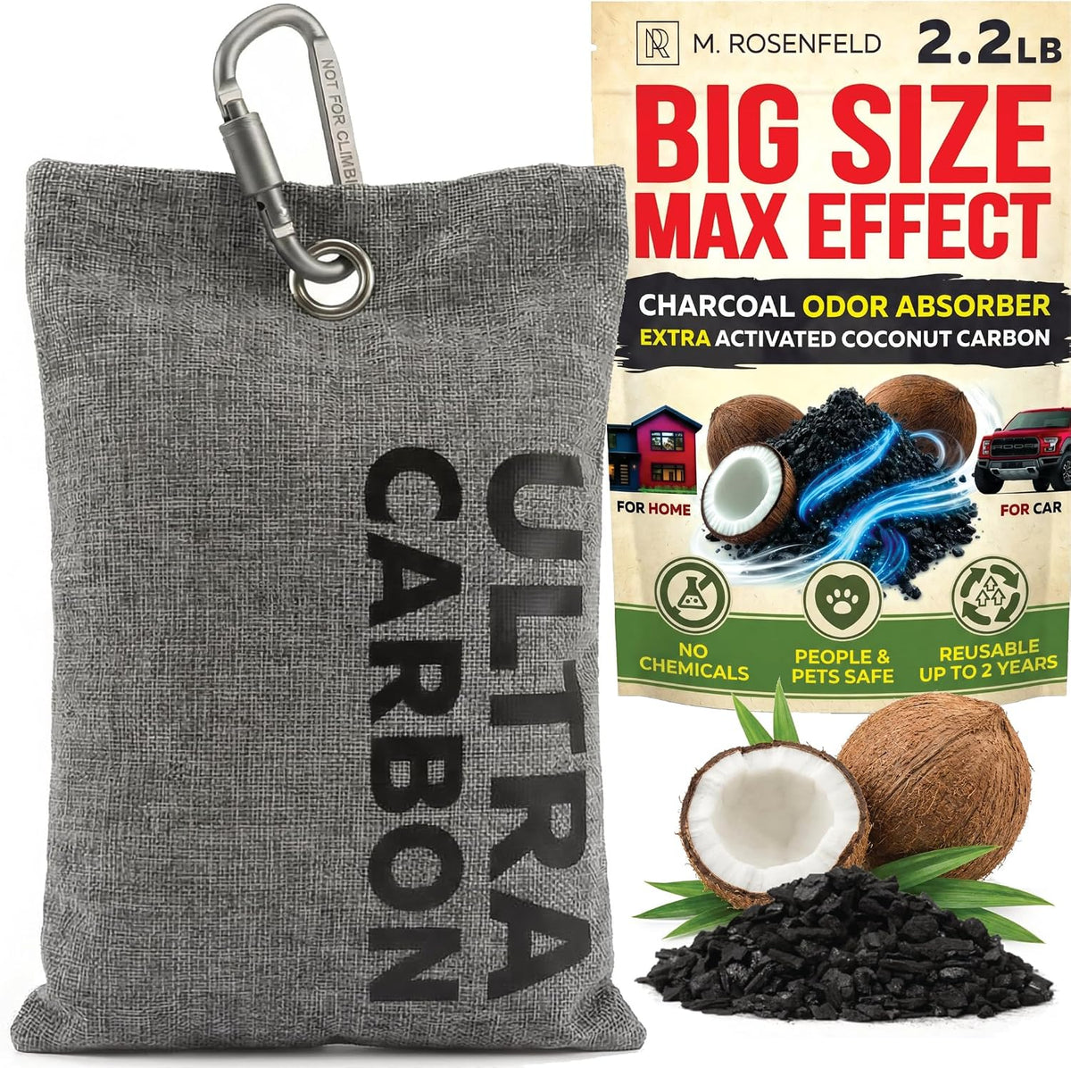 2.2lb (1000g) activated charcoal odor absorber for strong, main product view