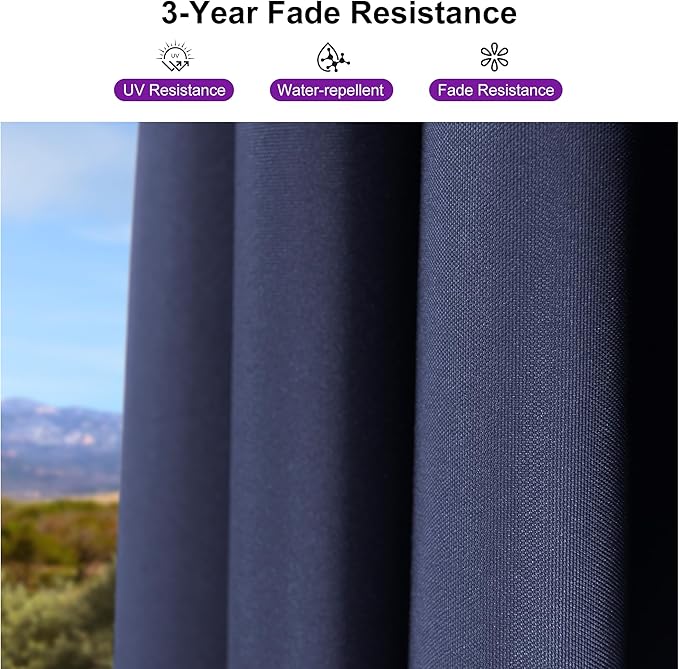 PURPLE LEAF 8' X 8' Patio Umbrella for Pool 7' High Offset Outdoor Cantilever Umbrella Swimming Pool Umbrella with 360°Rotation for Poolside Navy Blue