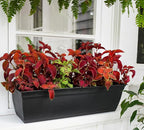 The HC Companies 24 Inch Eclipse Window Planter Box with Drainage Holes & Attached Saucer, Lightweight UV-Resistant Plastic Indoor & Outdoor Planters, 2-Pack Flower Box for Garden & Home Decor, Clay