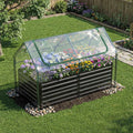 giantex 3-in-1 metal raised garden bed with greenhouse, main product view