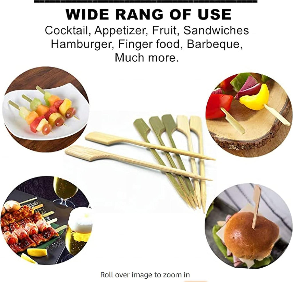 7 Inch(1000 Pack) Bamboo Wooden Paddle Picks Skewers for Cocktail，Appetizers，Fruit Kabobs，Sandwich，Barbeque Snacks…