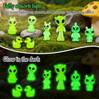 44 Pcs Luminous Mini Resin Alien Figures Miniature Figurines | Alien Statues Glow in the Dark for Outer Space Party Micro Landscape Decor
