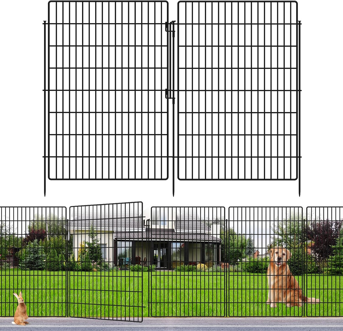 15 panels garden fencing animal barrier with lock, main product view