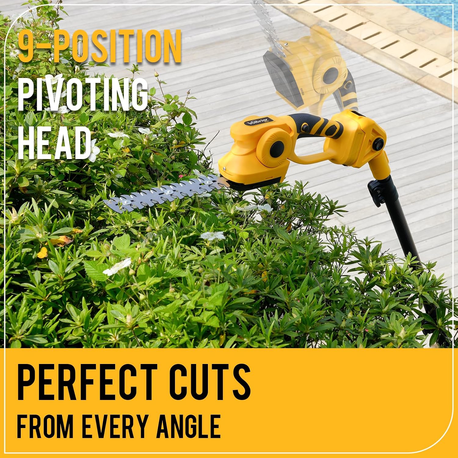 2-in-1 Cordless Pole Hedge Trimmer & Grass Shear, 14FT Reach | 20V Power with 2x4Ah Batteries, 9" Hedge Blade & Grass Shear, Multi-Angle Head, Up to 2800RPM for Shrubs and Lawn Edges