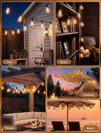 25FT LED Outdoor String Lights, ST38 Patio Lights Waterproof with 25 Shatterproof Edison Bulbs, Connectable Outside Hanging Light for Porch, Garden, Backyard, Deck, Balcony, Decor, 2700K Warm White