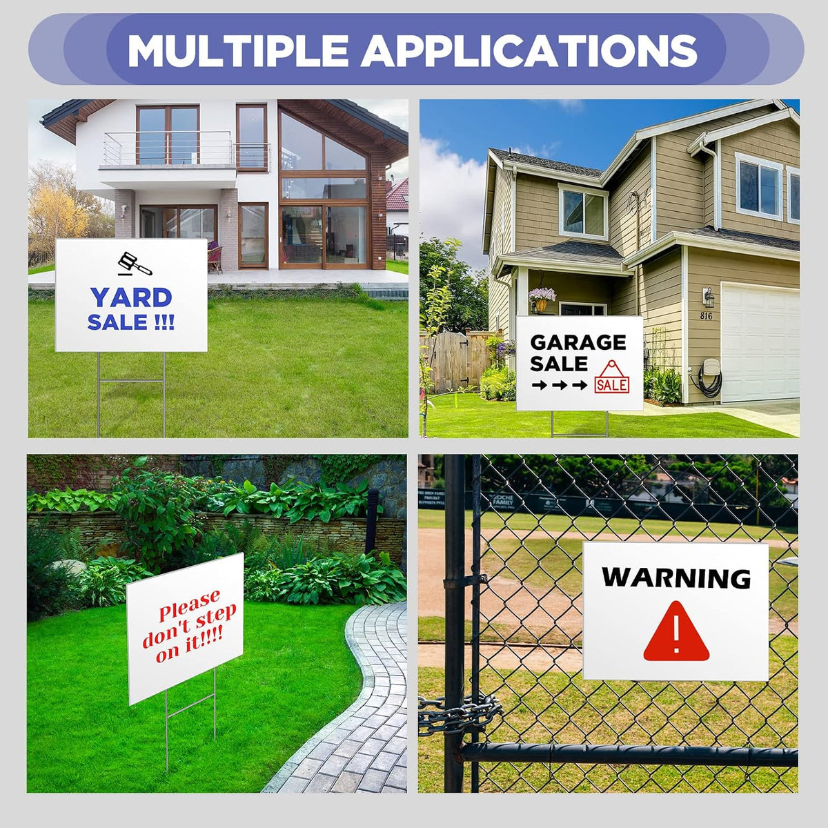 teling 32 pack blank yard signs with metal, close-up detail