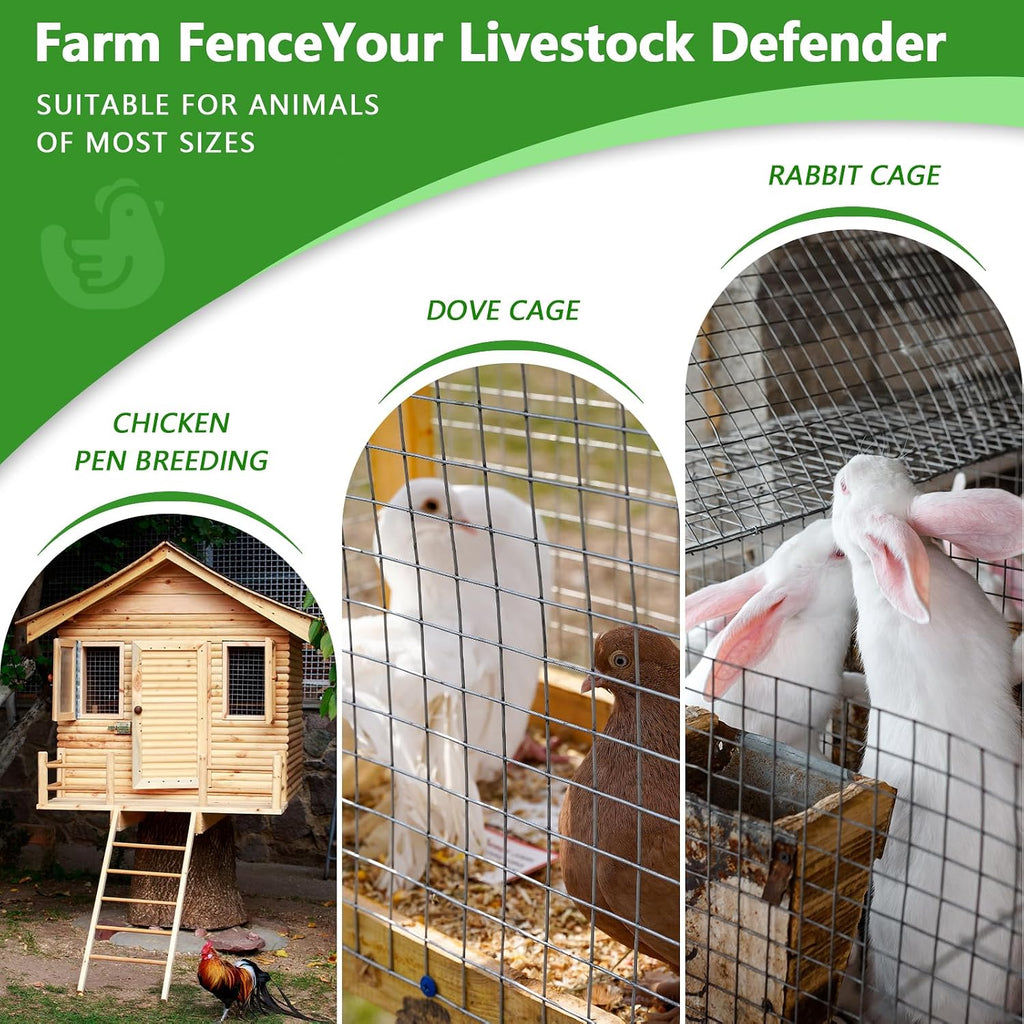 Hardware Cloth 1/2'' 48'' X 100' 19 Ga Chicken Wire Mesh Fence Double Layer | Welded Metal Wire Fence Mesh Roll for Gardens Plants Poultry Animals Cage Chicken Coop Accessories