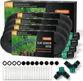 Flat Soaker Hose 25 ft 4-Pack with Splitter, 80% Water-Saving Drip Irrigation Hose 100 ft, Linkable DIY Garden Soaker Hose System for Garden Beds, Lawn, Vegetables & Trees (25ft 4-pack)