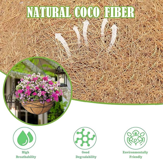 16x100 Inch Coconut Liner Roll for Planters Flower Basket Natural Coco Fiber Liners for Indoor & Outdoor Plants DIY Coir Fibre Mat Sheet for Animal Pet Pad Reptile Carpet Garden Decoration