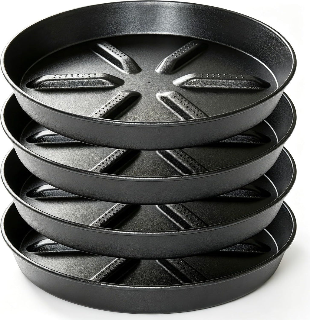 NIMYAU Plant Saucer 6 Inch 4 Pack,Thick Plastic with Raised Center Design Plant Saucers 8 10 12 14 17, Superior Drainage Drip Tray for Indoor Outdoor Planters (6 inch)