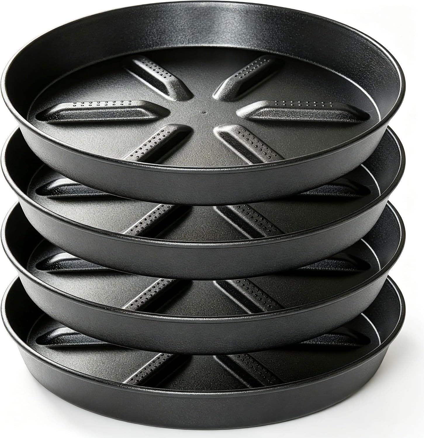 NIMYAU Plant Saucer 6 Inch 4 Pack,Thick Plastic with Raised Center Design Plant Saucers 8 10 12 14 17, Superior Drainage Drip Tray for Indoor Outdoor Planters (6 inch)