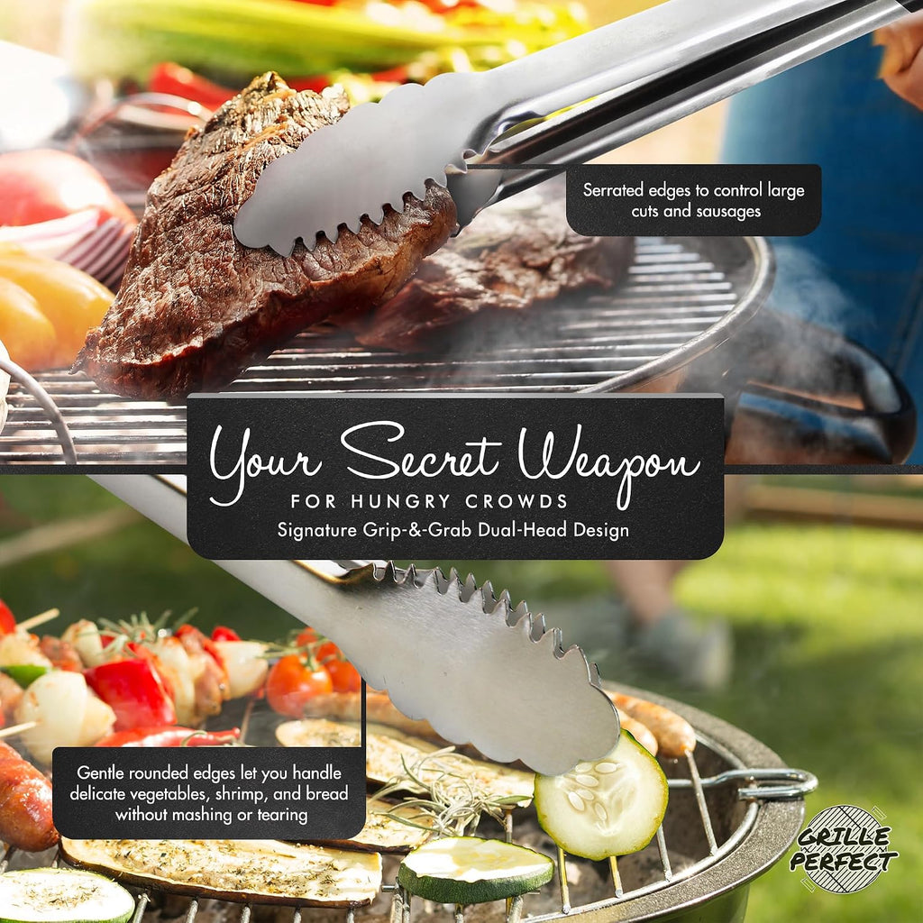 Grill Tongs 24-Inch Super Long Extra Heavy Duty for Grilling and Barbecue Heat Resistant Hand Grips Stainless Steel for BBQ Outdoor Kitchen and Cooking Hot Grilled Food