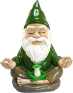 GlitZGlam Zen Gnome – Tranquility and Peacefulness for Your Fairy Garden and Garden Gnomes 9 Inches Tall Miniature Figurine