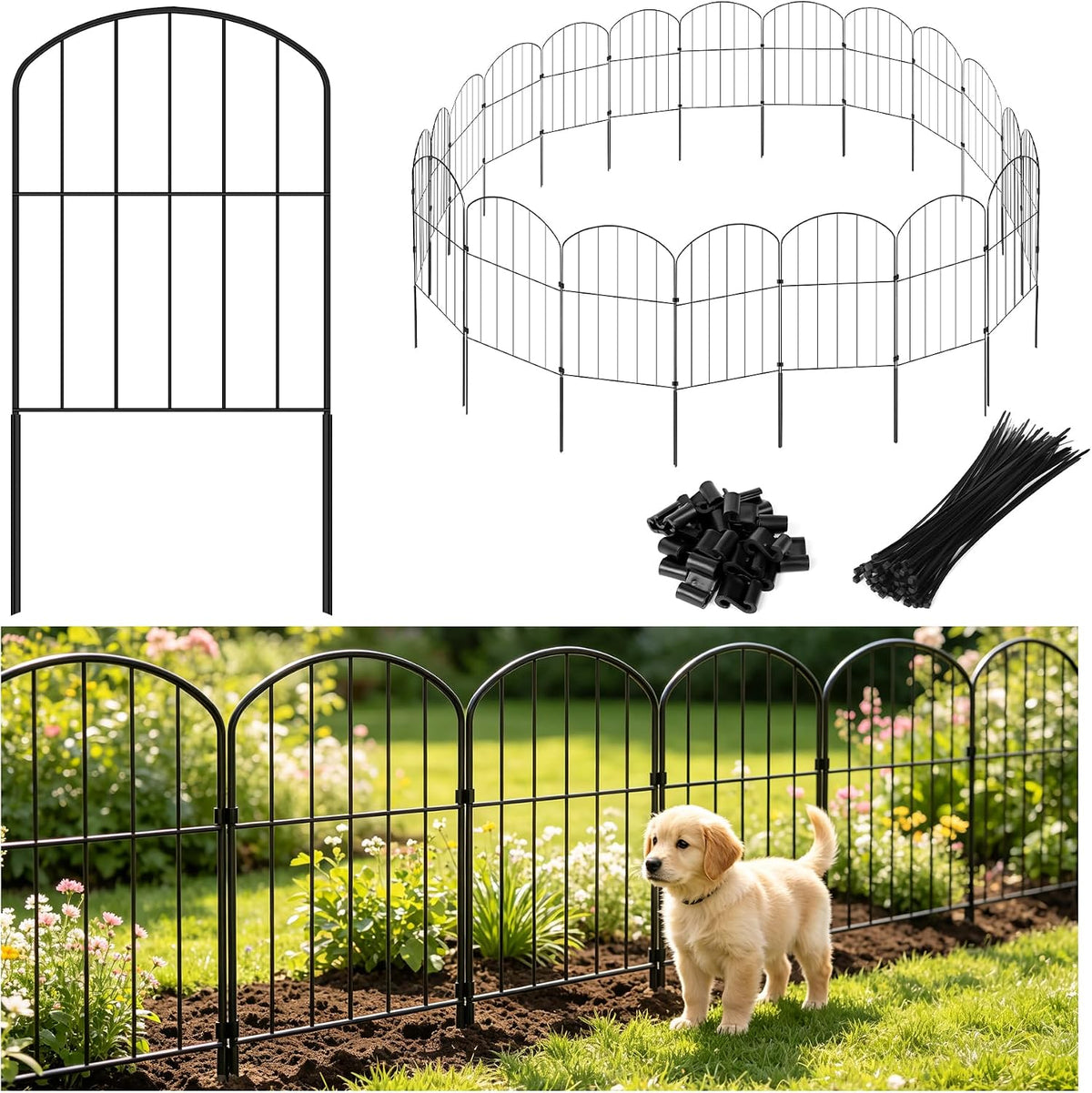 decorative garden fence 24in (h) x 21ft (l), main product view