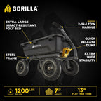 gorilla carts dump garden cart, 7 cu ft,1200 shown in use