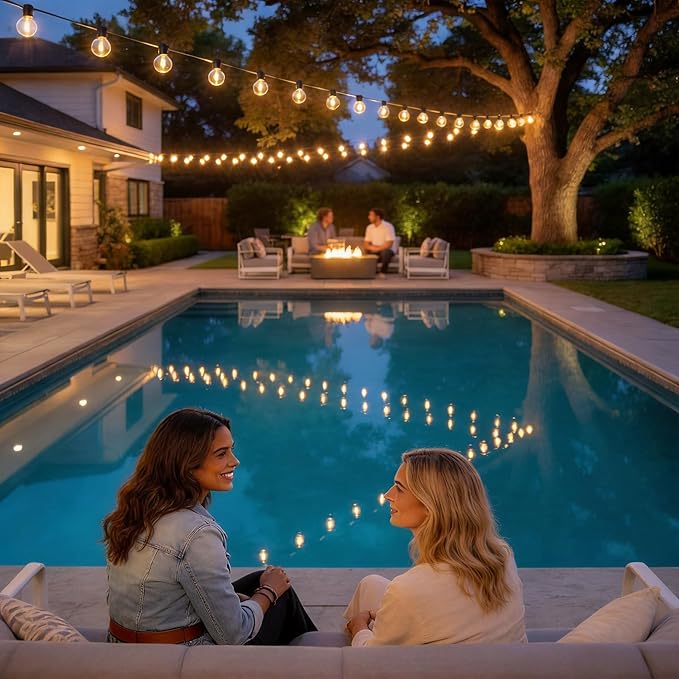 RTTY Dense-Glow Outdoor String Lights 120ft, G40 Led Patio Globe Lights with 62pcs Bulbs,Shatterproof Waterproof Connectable Hanging for Porch Cafe Bistro Backyard Gazebo Balcony Deck Party