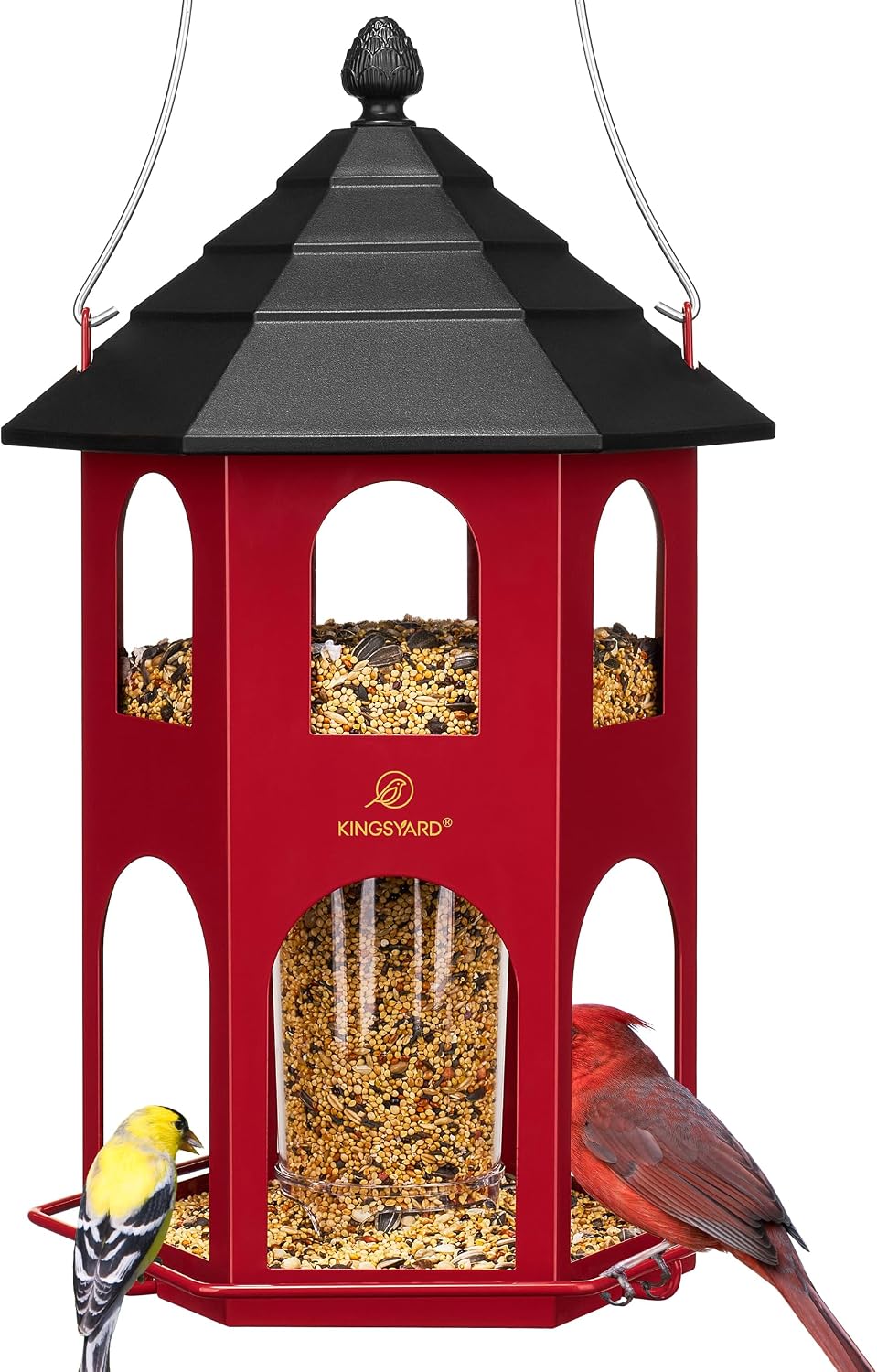 kingsyard metal bird feeder for outdoor hanging, wild, main product view