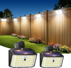 LUHLEE 176LED Clip on Solar Lights Outdoor, 600LM Solar Motion Lights Outdoor with 180° Wide Angle, IP65 Waterproof Portable Solar Fence Lights Outdoor for Fence, Gutter, Garden, Camping, Patio 2Pack
