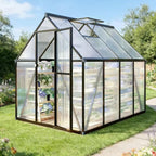 8 ft polycarbonate greenhouse with roof vent, dark, main product view