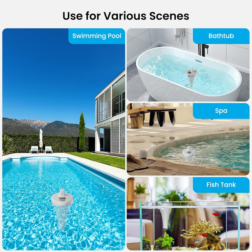 Sainlogic Floating Pool Thermometer, Wireless with High Precision and Easy Read, IP68 Waterproof for Outdoor Swimming, Hot Tub, Pond, Fish Tank, Patio and Aquarium