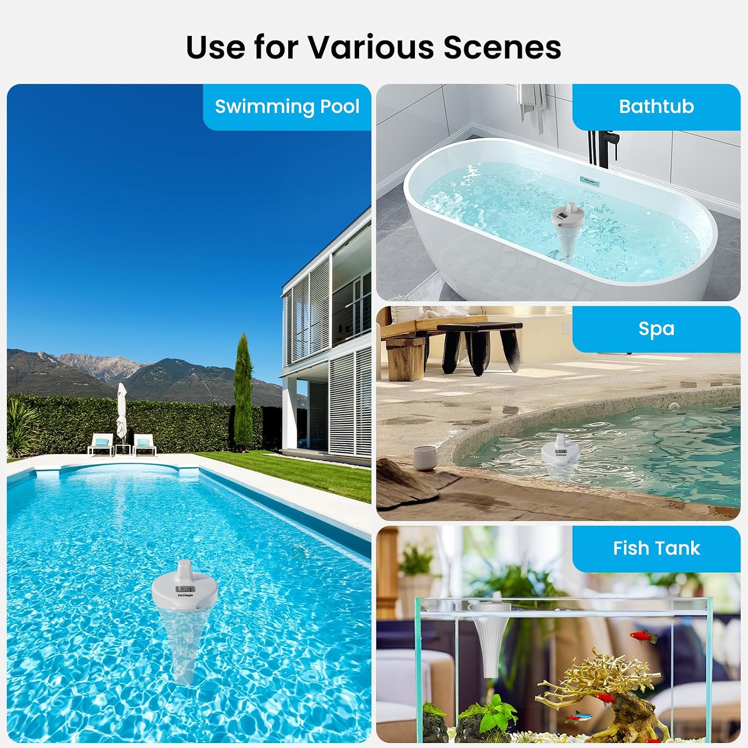 Sainlogic Floating Pool Thermometer, Wireless with High Precision and Easy Read, IP68 Waterproof for Outdoor Swimming, Hot Tub, Pond, Fish Tank, Patio and Aquarium