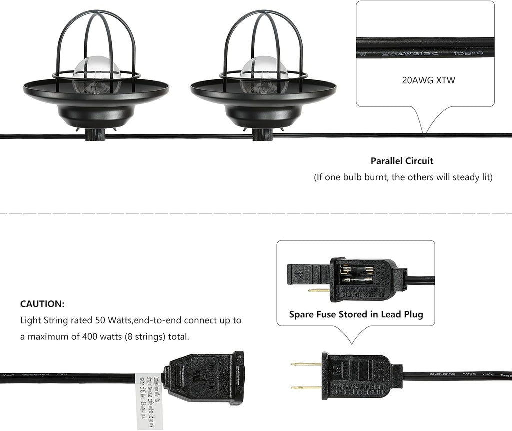 jonathan y 10' outdoor led string lights metal showing dimensions