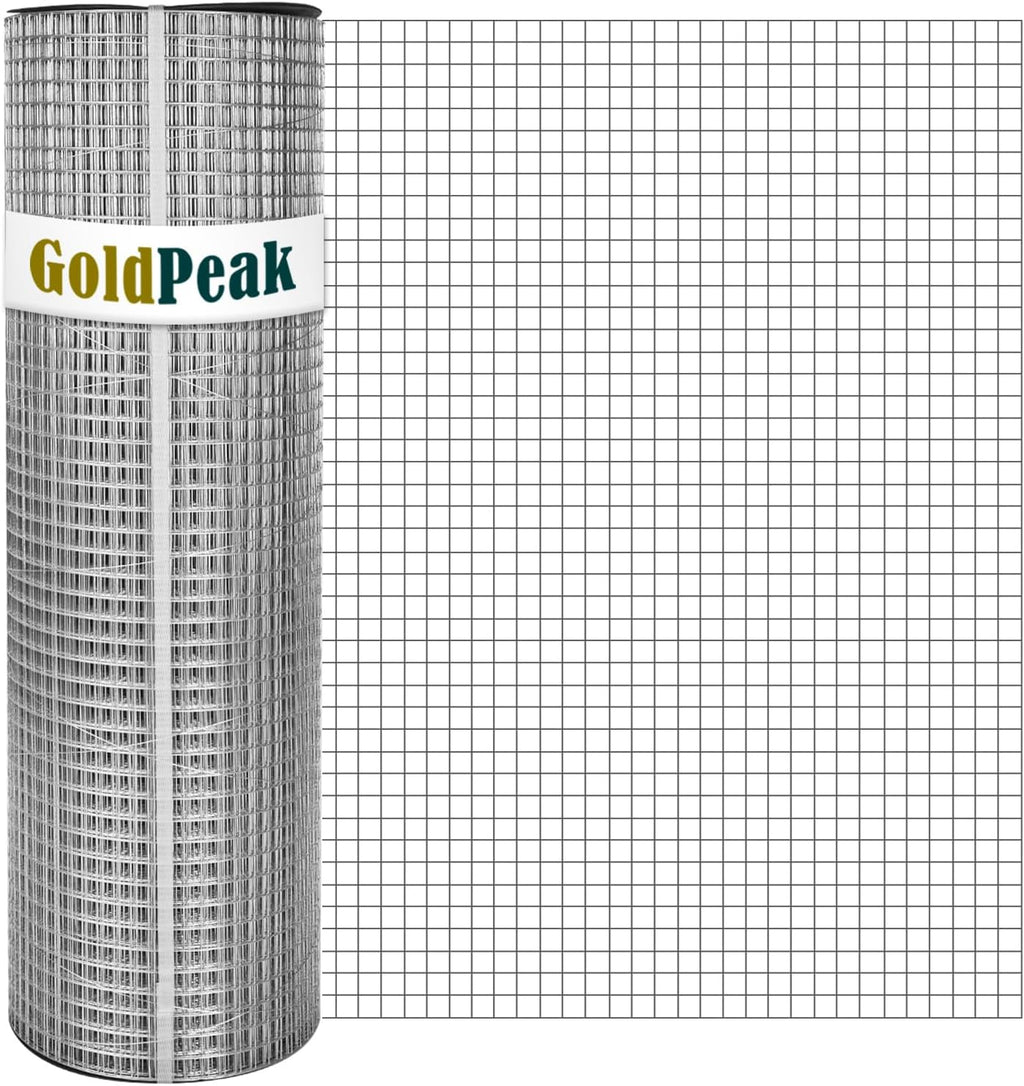 GoldPeak Hardware Cloth 1/4 inch Wire Mesh 48'' x 50' 23 Gauge | Hot-dip Galvanized After Welding, Chicken Wire Fencing Wire Fence Roll Welded Wire Fencing Wire Cloth Snake Fence