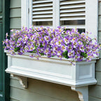 24 Bundles Artificial Pansy Flowers for Outdoor, Faux Silk Pansies Spring Flowers Outside for Planter Front Door Porch Yard Patio Window Box Home Decor (White Purple)