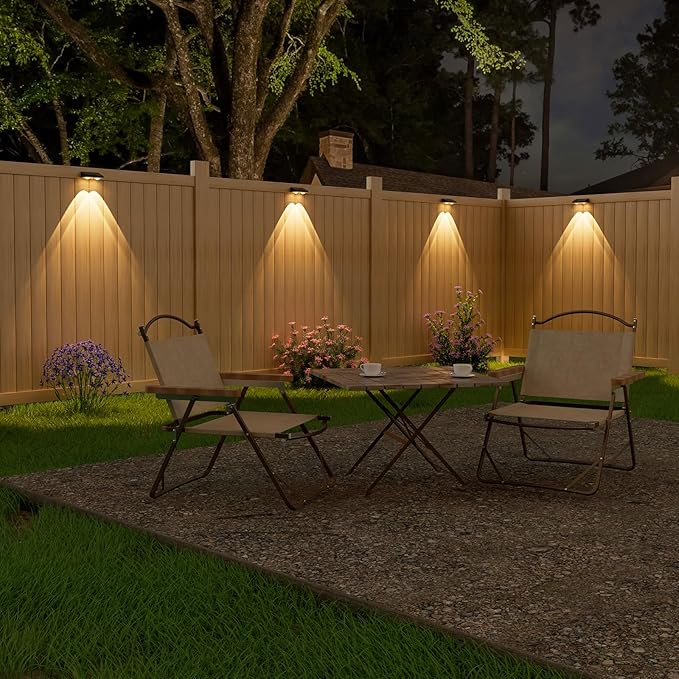 NIORSUN Solar Fence Lights,24 Pack Solars Deck Light,Warm White Color,Outdoor Bulb Waterproof Led IP65,Power Patio Lamp with Lenses for Outside/Backyard/Railing/Yard(Black)