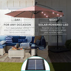 Best Choice Products 10ft Solar LED Offset Cantilever Hanging Market Patio Umbrella, 8 Sturdy Ribs, Easy Adjustment - Rose Quartz