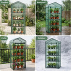 newbulig 27"x19"x63" mini greenhouse, with durable zipper door, front angle view