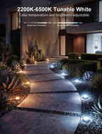 Outdoor Ground Lights 15 Pack, 32FT RGBCW Pathway Lights Wired | Color Changing Landscape Lights, 2200-6500K CCT, IP65 Waterproof, for Path Garden Lawn, Holiday/Party Decor, Alexa Compatible