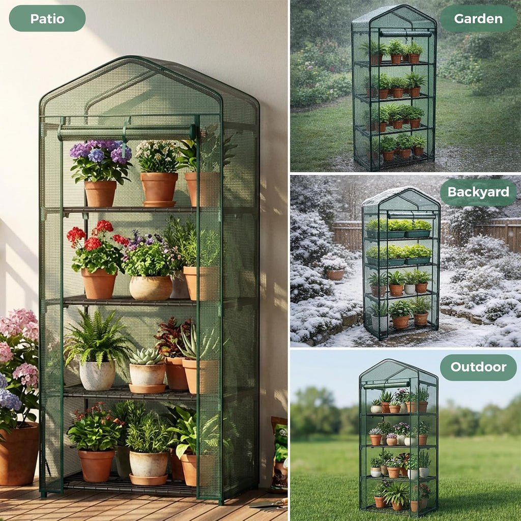 olixis 27"x19"x63" mini greenhouse, with durable zipper door on a desk or shelf
