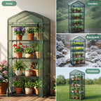 olixis 27"x19"x63" mini greenhouse, with durable zipper door on a desk or shelf