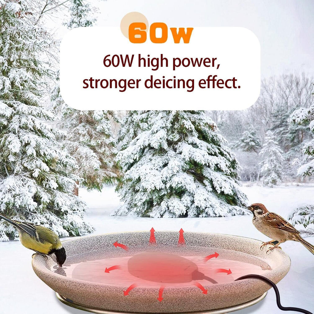 Birdbath Deicer Bird Bath Heater for Outdoors in Winter Thermostatically Controlled Chicken Water Heater Made of Heavy Duty Premium Cast Aluminum 60W Immersion Deicer for Garden Yard Lawn