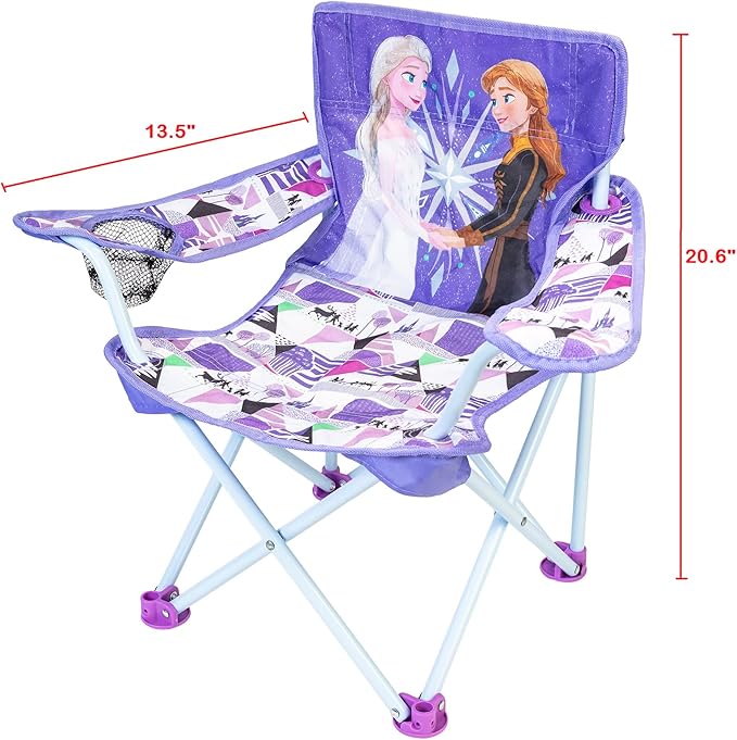 Disney Frozen Kids Chair Foldable for Camping, Sports or Patio with Carry Bag, Toddlers 24M+