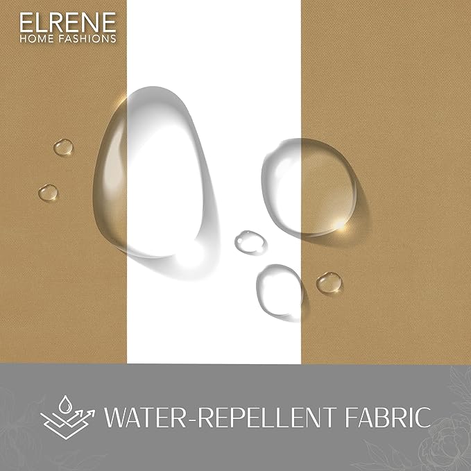 Elrene Home Fashions Highland Stripe Indoor/Outdoor Curtain Panel, 50 inches X 84 inches, Natural