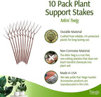 Mini Twigs Plant Support Stakes for Small Plants, Indoor & Outdoor Use, Gardening Supplies, Garden Accessories, Trellis & Ring Alternative, Made in USA - Begonia (Red), 10 Pack, 12" L