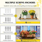 LukLoy Window Box Brackets, 4 Pack Adjustable Heavy Duty Wall Mount Flower Box Holder (6 to 12 in), with 70lbs Capacity, Black