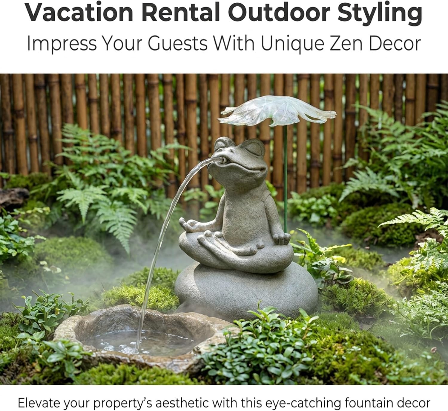 Artificial Stone Frog Water Spitter Animal Pond Fountains Includes Water Pump Outdoor Water Feature Statue Ponds Water Garden Decor(Jumping Frog)