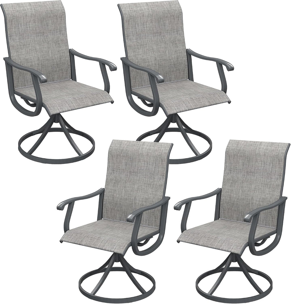 DIFY Patio Swivel Dining Chairs Set of 4, All Weather Swivel Outdoor Patio Chairs with Breathable Textilene Fabric, Metal Frame for Garden Backyard Balcony, Grey